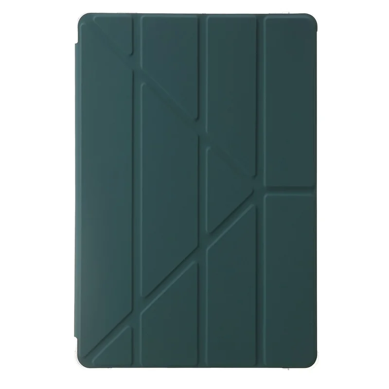 For Samsung Galaxy Tab S9+ Origami Tri-fold Stand Cover PU Leather+Acrylic+TPU Auto Wake / Sleep Tablet Case - Midnight Green