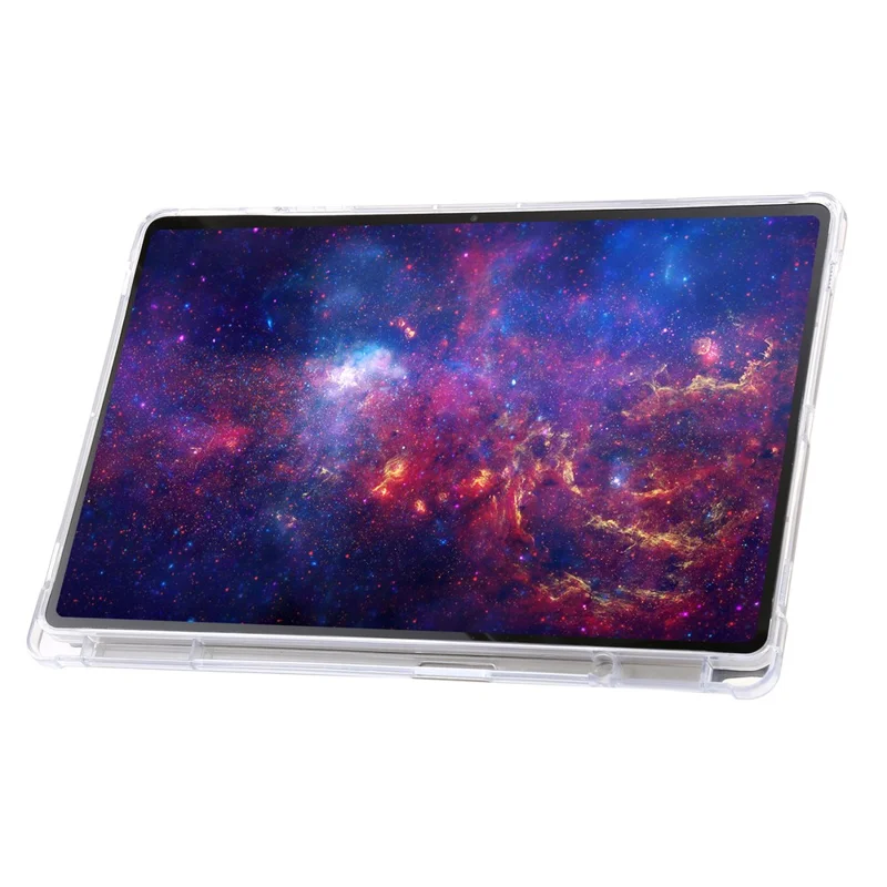 For Samsung Galaxy Tab S9+ Origami Tri-fold Stand Cover PU Leather+Acrylic+TPU Auto Wake / Sleep Tablet Case - Grey