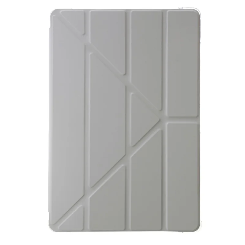 For Samsung Galaxy Tab S9+ Origami Tri-fold Stand Cover PU Leather+Acrylic+TPU Auto Wake / Sleep Tablet Case - Grey