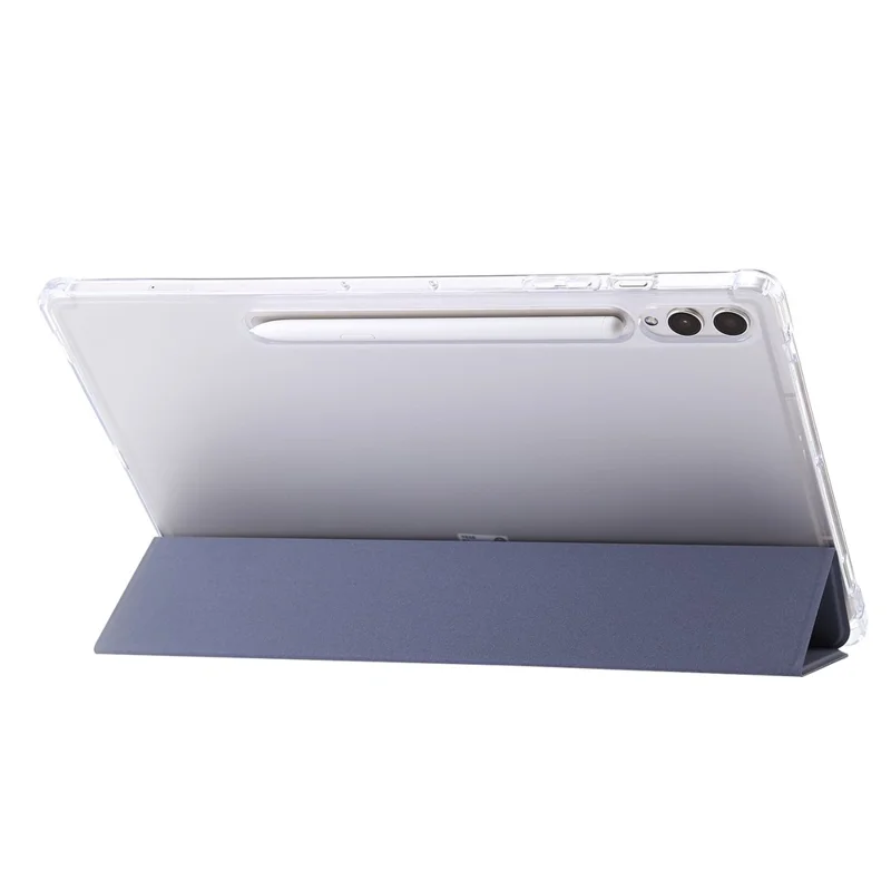 Funda tipo folio inteligente con soporte de tres pliegues para Samsung Galaxy Tab S9 Ultra, carcasa transparente de PU, acrílico y TPU - Morado