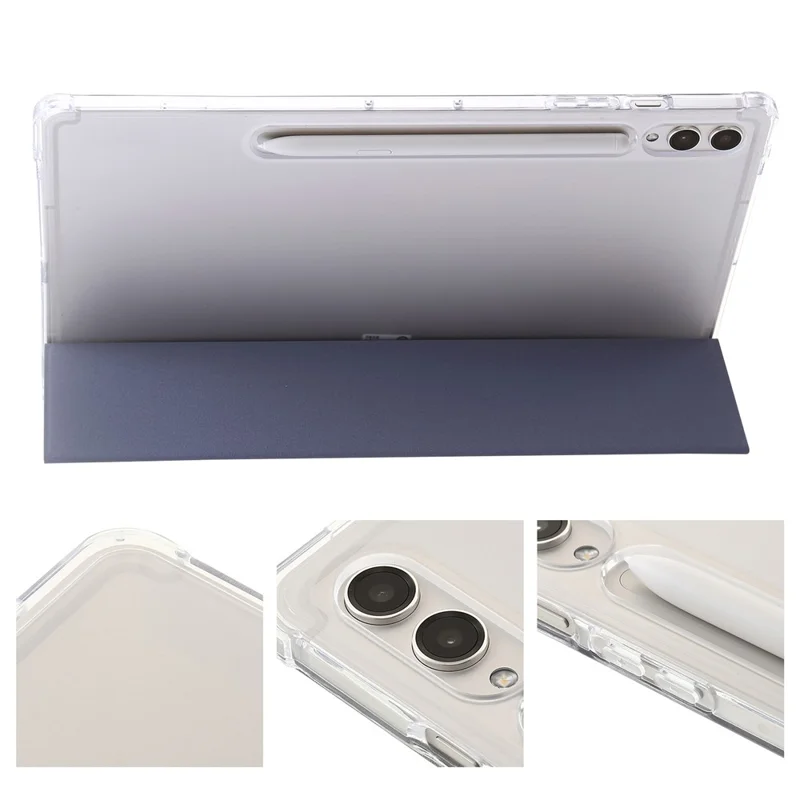 Funda tipo folio inteligente con soporte de tres pliegues para Samsung Galaxy Tab S9 Ultra, carcasa transparente de PU, acrílico y TPU - Morado