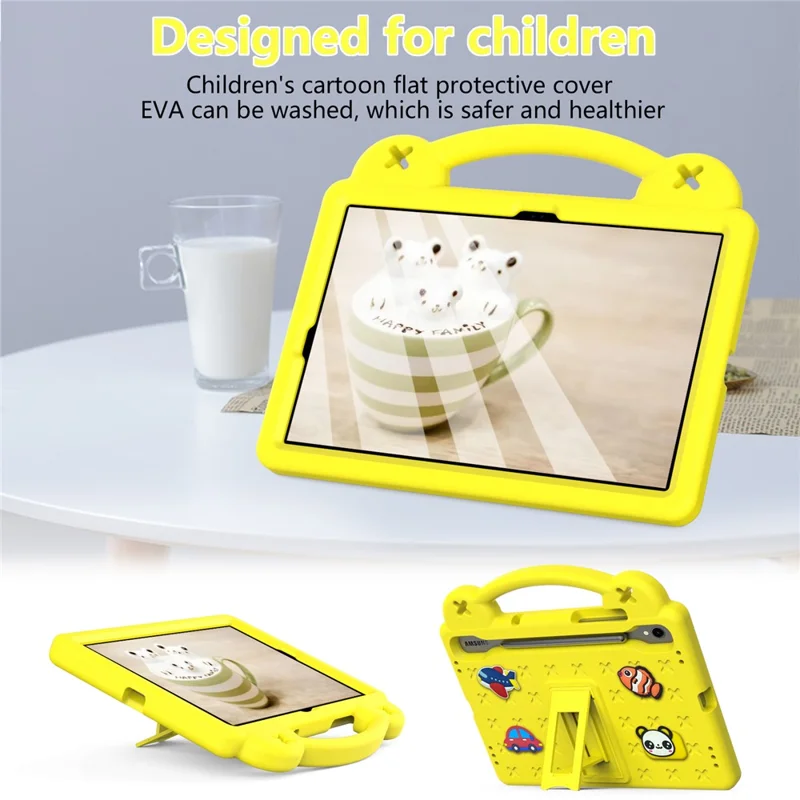 For Samsung Galaxy Tab S11 / S10 Lite / S10 FE / S9 FE / S9 / S8 / S7 EVA Protective Cover Kids Friendly Grip Handle Kickstand Tablet Case - Yellow