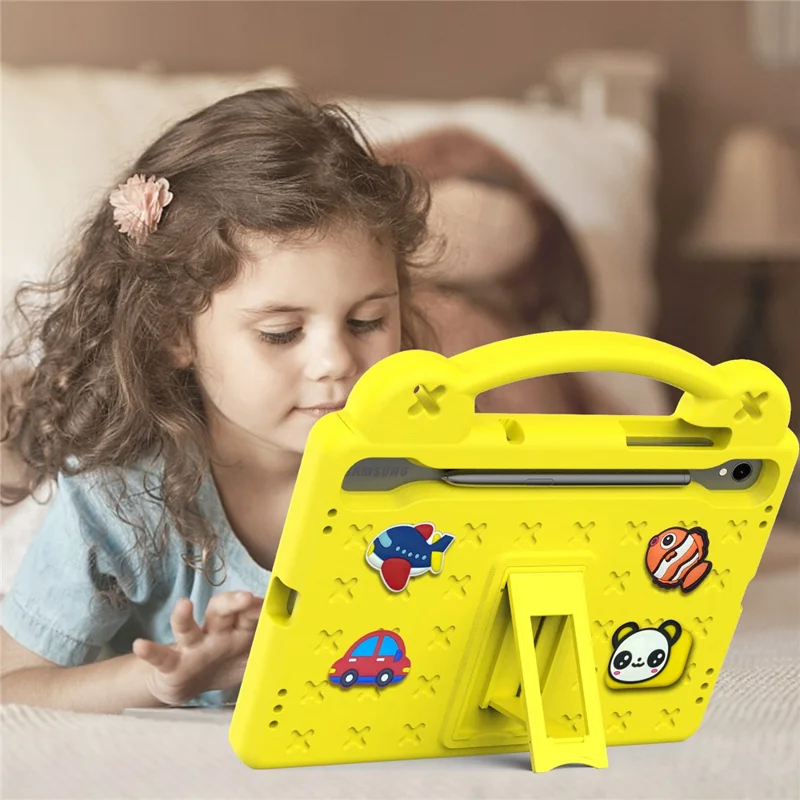 For Samsung Galaxy Tab S11 / S10 Lite / S10 FE / S9 FE / S9 / S8 / S7 EVA Protective Cover Kids Friendly Grip Handle Kickstand Tablet Case - Yellow