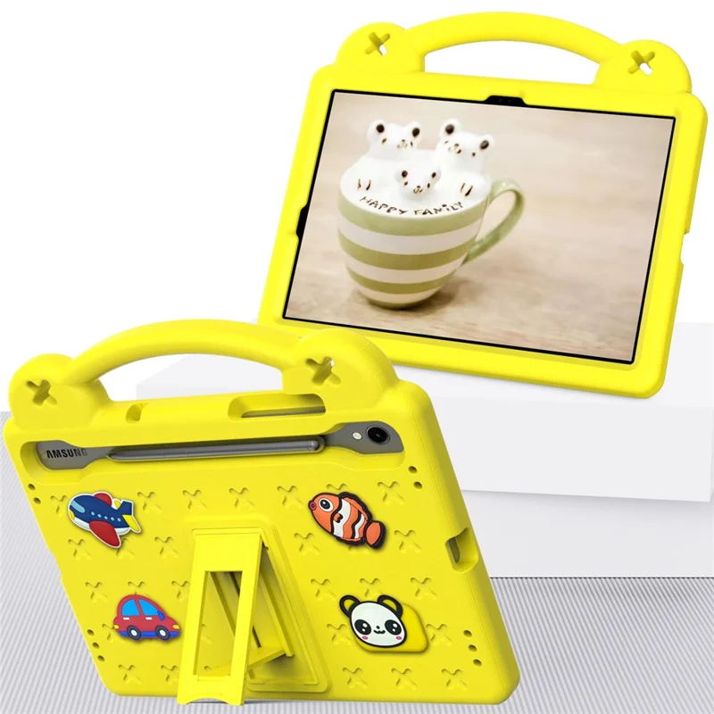 For Samsung Galaxy Tab S11 / S10 Lite / S10 FE / S9 FE / S9 / S8 / S7 EVA Protective Cover Kids Friendly Grip Handle Kickstand Tablet Case - Yellow