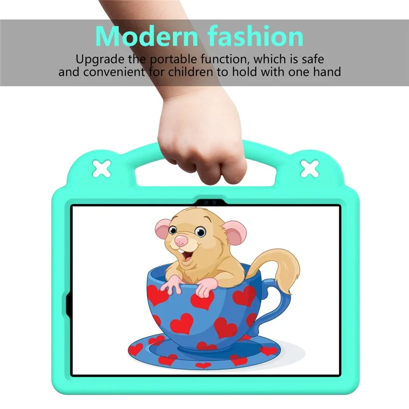 For Samsung Galaxy Tab S11 / S10 Lite / S10 FE / S9 FE / S9 / S8 / S7 EVA Protective Cover Kids Friendly Grip Handle Kickstand Tablet Case - Green