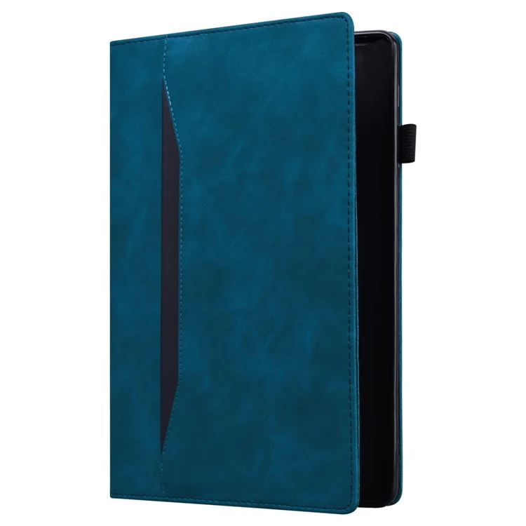 Для Samsung Galaxy Tab S9 Ultra PU Leather Tablet Wallet Cover Pencil Holder Loop Tablet Case with Stand - Blue