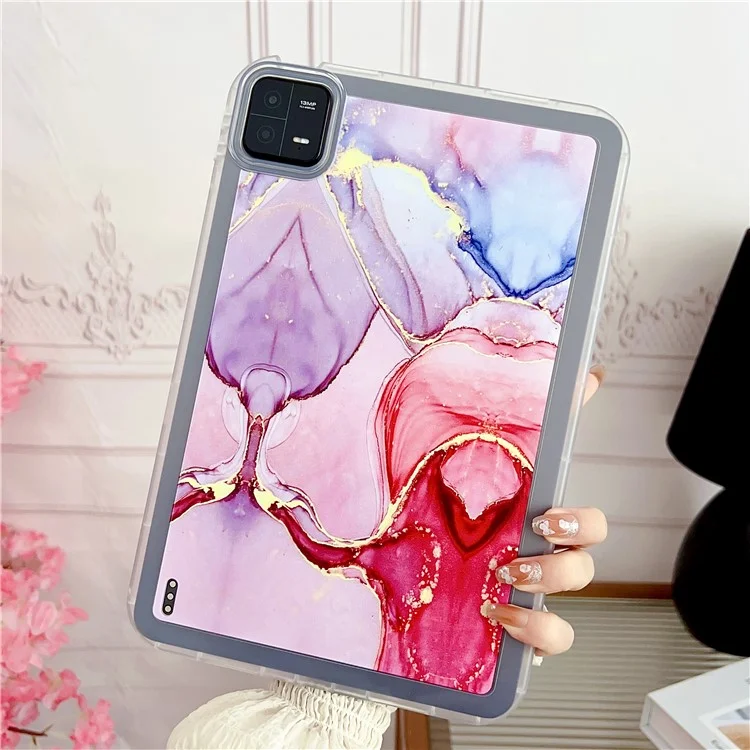 Para Xiaomi Pad 6 Marble Pattern Printing Tablet Case Soft TPU Anti-Scratch Cover - Rose Gold