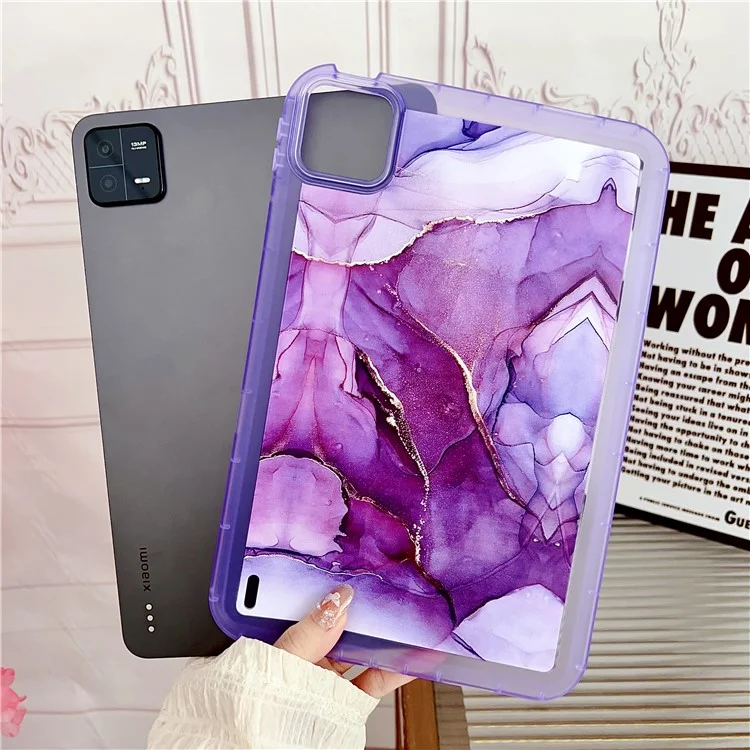 Para Xiaomi Pad 6 Marble Pattern Printing Tablet Case Soft TPU Anti-Scratch Cover - Rose Gold