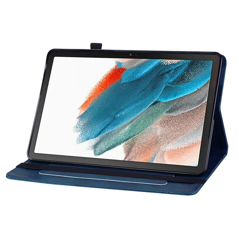 For Samsung Galaxy Tab A9+ PU Leather Tablet Case Zipper Pocket Tablet Cover with Stand - Dark Blue