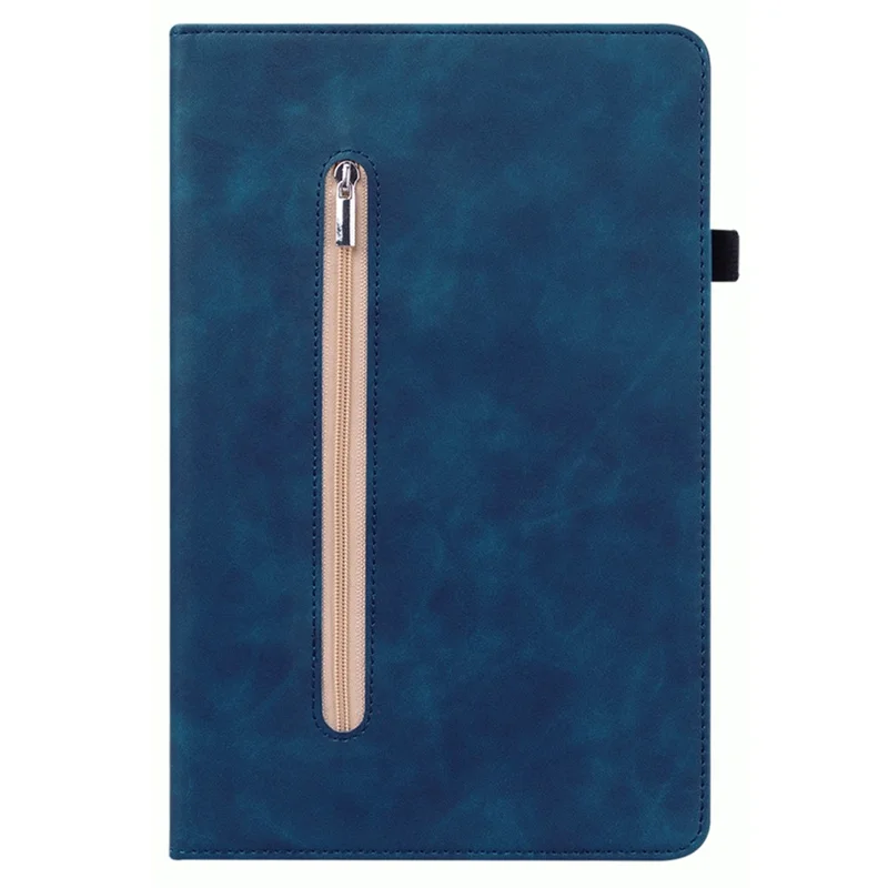 For Samsung Galaxy Tab A9+ PU Leather Tablet Case Zipper Pocket Tablet Cover with Stand - Dark Blue