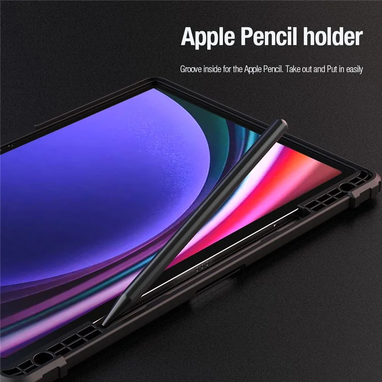 NILLKIN Bumper Leather Case Pro для Samsung Galaxy Tab S9+ Чехол с крышкой для камеры Slide Origami Stand Чехол для планшета из искусственной кожи ударопрочный чехол - черный