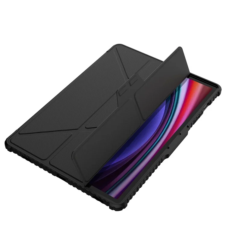 NILLKIN Bumper Leather Case Pro для Samsung Galaxy Tab S9+ Чехол с крышкой для камеры Slide Origami Stand Чехол для планшета из искусственной кожи ударопрочный чехол - черный