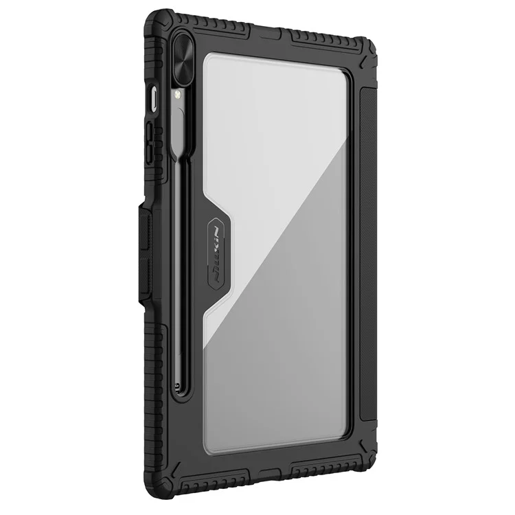 NILLKIN Bumper Leather Case Pro для Samsung Galaxy Tab S9+ Чехол с крышкой для камеры Slide Origami Stand Чехол для планшета из искусственной кожи ударопрочный чехол - черный