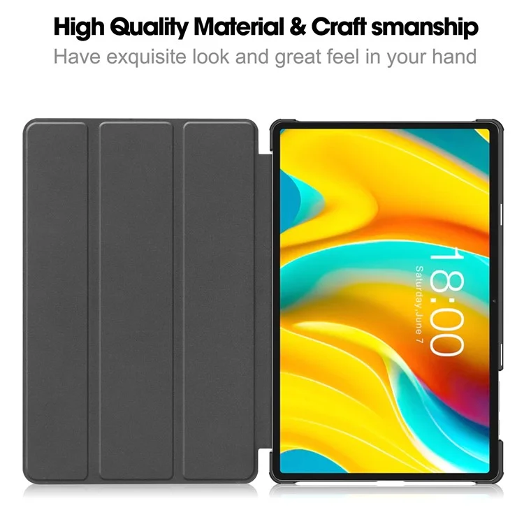 Smart Case for Teclast T50 Pro , PU Leather Shockproof Tri-fold Stand Tablet Cover - Black