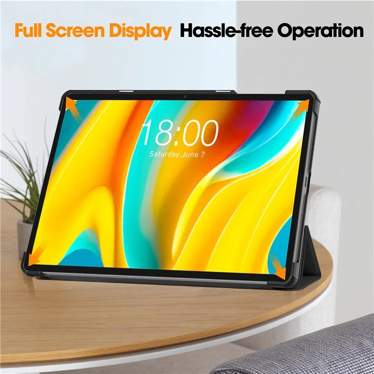 Smart Case for Teclast T50 Pro , PU Leather Shockproof Tri-fold Stand Tablet Cover - Black
