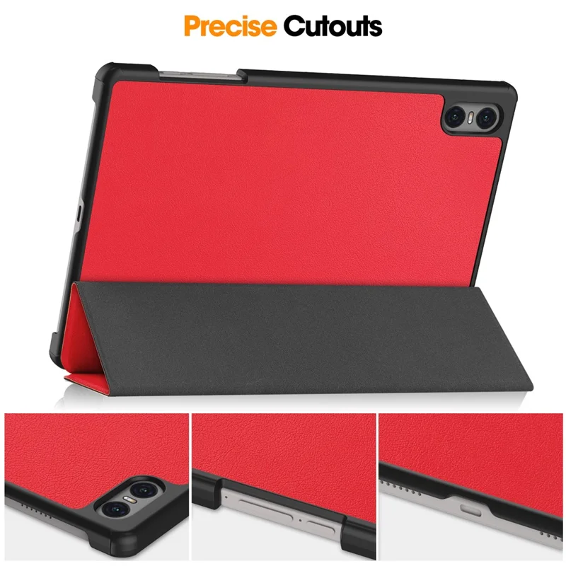 Smart Case for Teclast T50 Pro , PU Leather Shockproof Tri-fold Stand Tablet Cover - Red