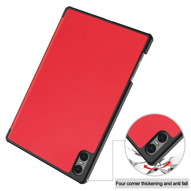Smart Case for Teclast T50 Pro , PU Leather Shockproof Tri-fold Stand Tablet Cover - Red