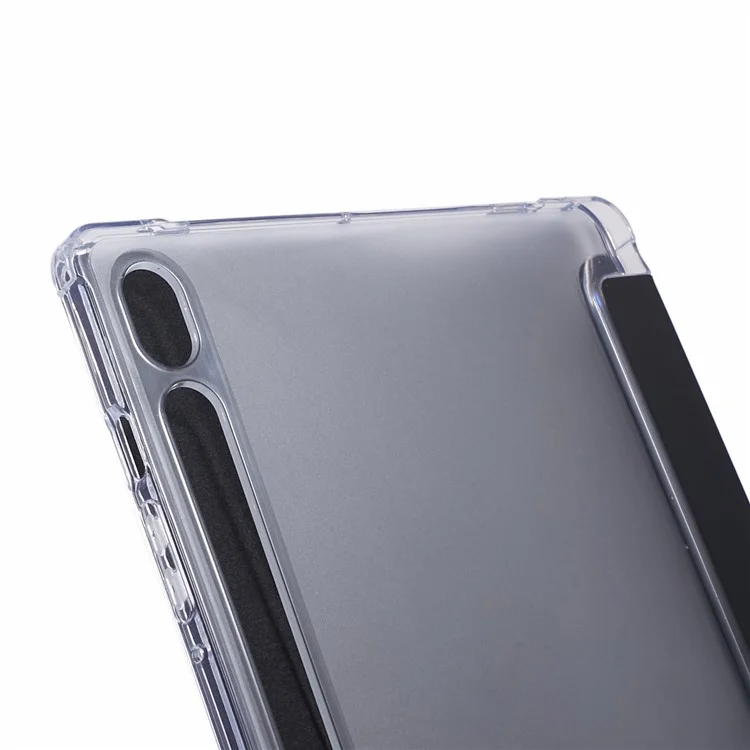 Для Samsung Galaxy Tab S9 PU+Акрил+TPU Чехол Оригами Tri-fold Stand Tablet Cover Auto Wake / Sleep Shockproof Case - Черный