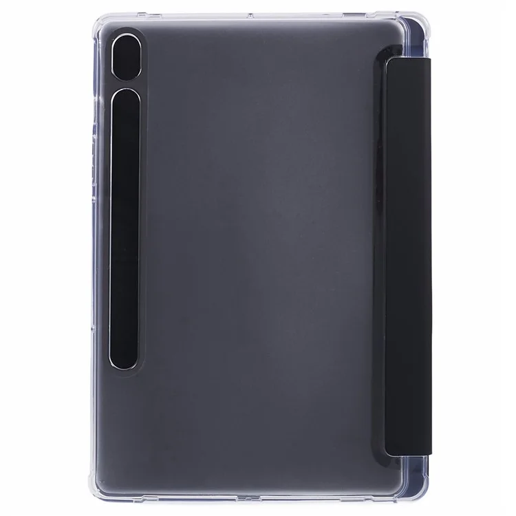 Для Samsung Galaxy Tab S9 PU+Акрил+TPU Чехол Оригами Tri-fold Stand Tablet Cover Auto Wake / Sleep Shockproof Case - Черный