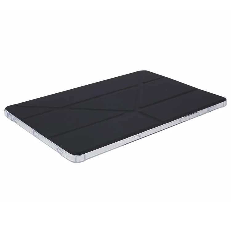 Для Samsung Galaxy Tab S9 PU+Акрил+TPU Чехол Оригами Tri-fold Stand Tablet Cover Auto Wake / Sleep Shockproof Case - Черный
