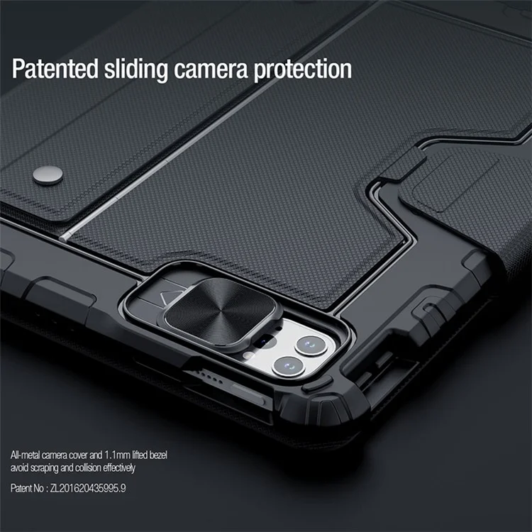 NILLKIN for iPad 11 (2022) / (2021) / (2020) / Air 11 (2025) / (2024) / Air (2022) / (2020) Bluetooth-Compatible Keyboard Camera Slider Tablet Cover