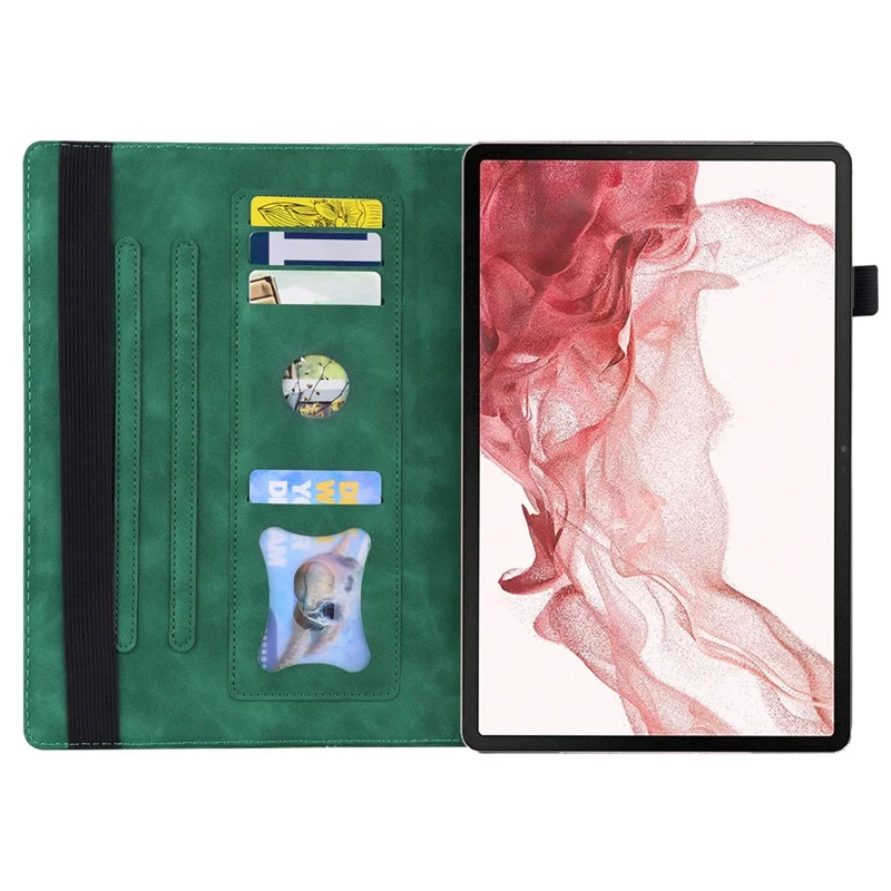 Para Samsung Galaxy Tab S9 Funda de Cartera de Piel PU Funda a Prueba de Golpes para Tableta con Soporte - Verde