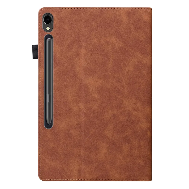 For Samsung Galaxy Tab S9 PU Leather Wallet Cover Shockproof Tablet Case with Stand - Brown