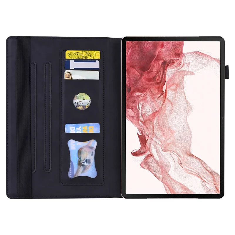 Für Samsung Galaxy Tab S9 PU-Leder-Brieftaschenhülle Stoßfeste Tablet-Hülle mit Ständer - Schwarz