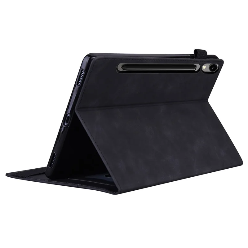 Für Samsung Galaxy Tab S9 PU-Leder-Brieftaschenhülle Stoßfeste Tablet-Hülle mit Ständer - Schwarz