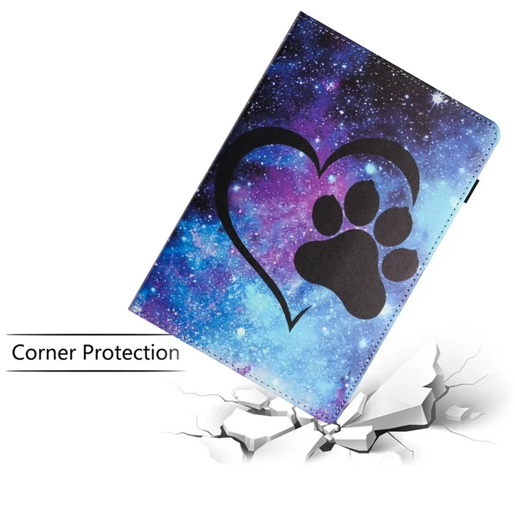 Für Samsung Galaxy Tab A 10.1 (2016) T580 / T585 PU-Leder Tablet-Hülle Standfunktion Stoßfeste Muster Drucken Cover - Liebe Fußabdruck