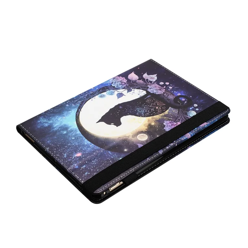 For Samsung Galaxy Tab A 10.1 (2016) T580 / T585 PU Leather Tablet Case Stand Shockproof Pattern Printing Cover - Moon Cat