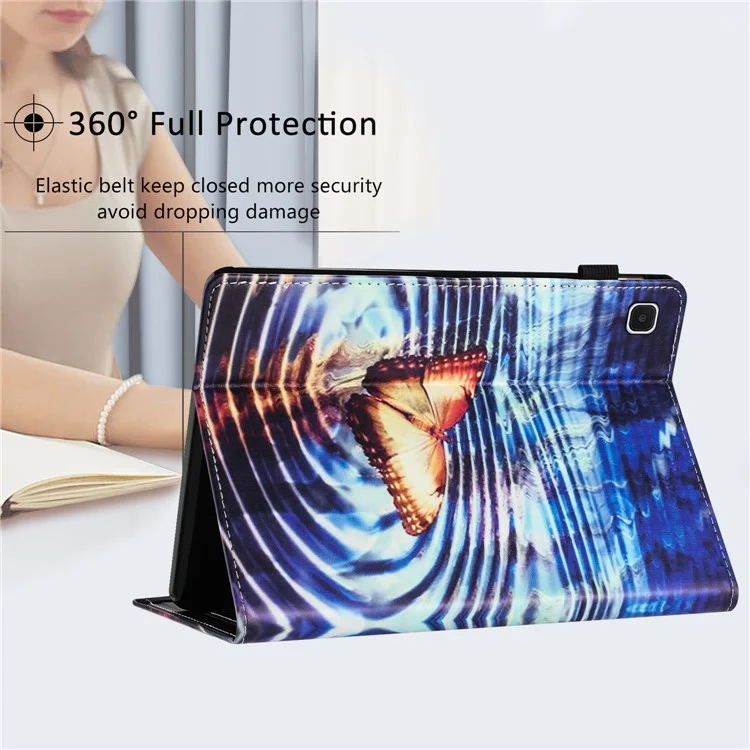 Чехол-подставка для планшета PU Leather с принтом для Samsung Galaxy Tab A7 10.4 (2020) / (2022) с отделением для карт - Волна Бабочка