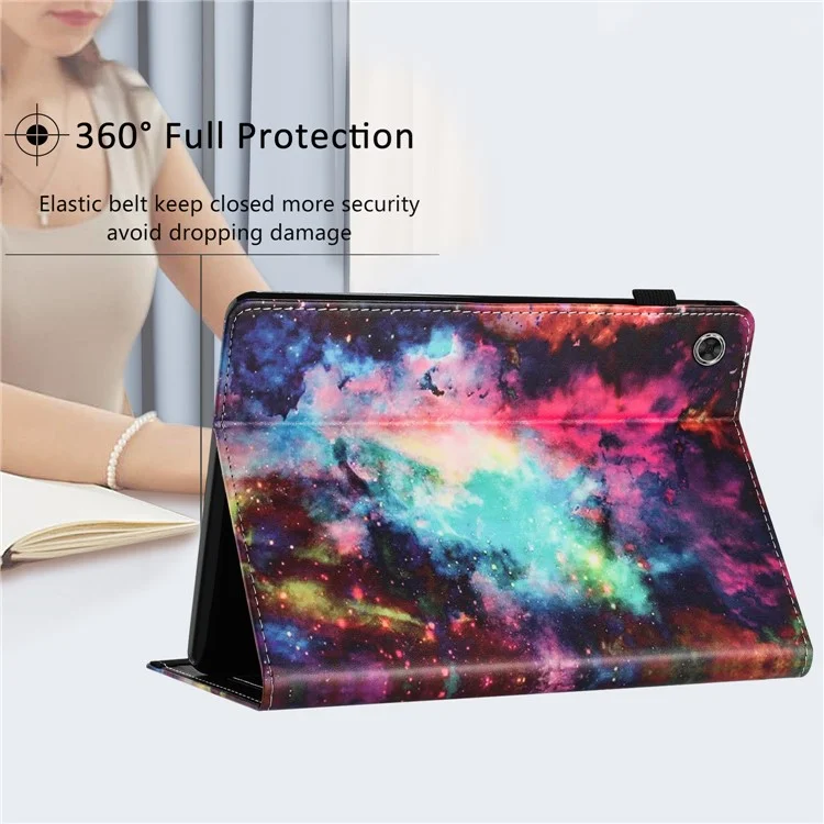 Für Samsung Galaxy Tab A8 10.5 (2022) / (2021) Musterbedrucktes PU-Leder-Tablet-Case, Ständer, Abdeckung, Kartenfach - Sternenhimmel