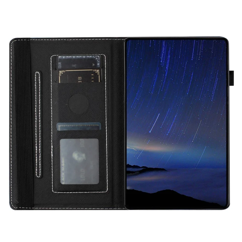For Samsung Galaxy Tab A8 10.5 (2022)  /  (2021) Pattern Printing PU Leather Tablet Case Stand Cover Card Slot - Moon Cat