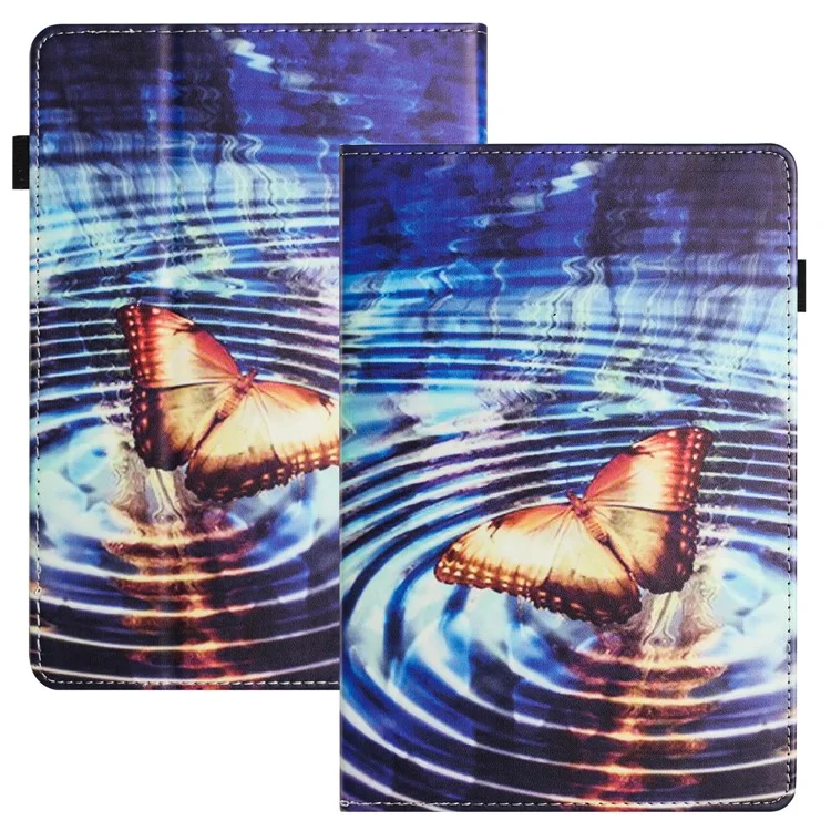 Pour Amazon Kindle Paperwhite 5 (2021) Étui de protection en cuir PU à motif imprimé anti-chute pour tablette Support de tablette - Vague Papillon
