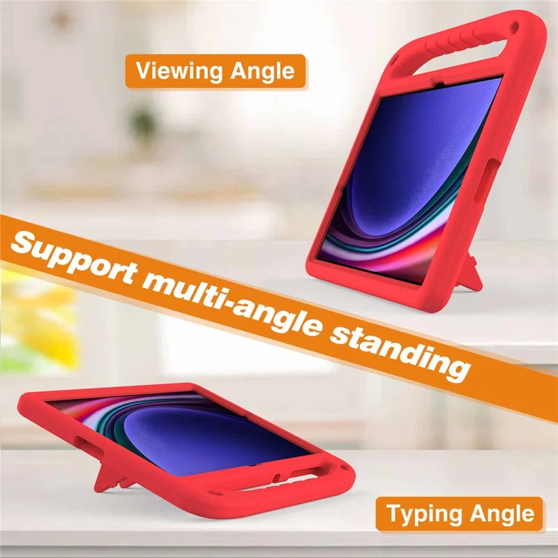 EVA Tablet Case for Samsung Galaxy Tab S7+ / S8+ / S9+ , Kids Friendly Hand Grip Kickstand Cover - Red