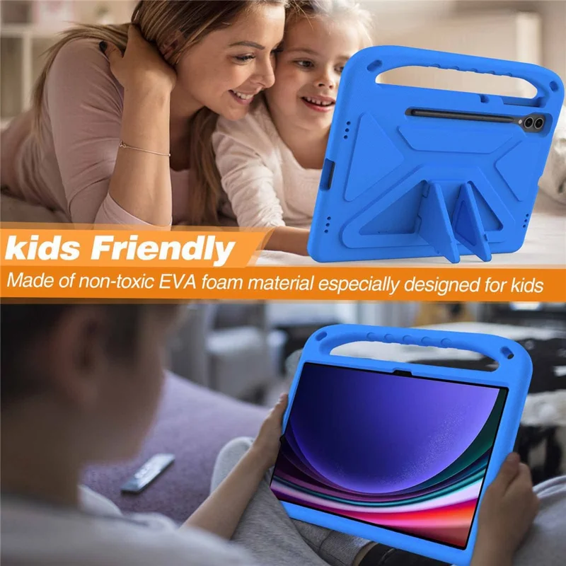 EVA Tablet Case for Samsung Galaxy Tab S7+ / S8+ / S9+ , Kids Friendly Hand Grip Kickstand Cover - Blue