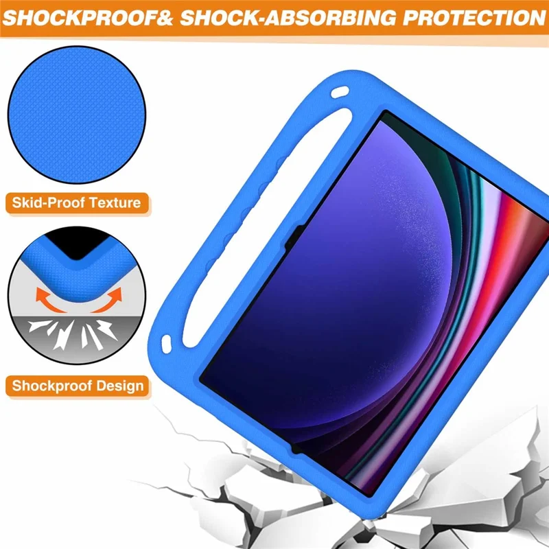 EVA Tablet Case for Samsung Galaxy Tab S7+ / S8+ / S9+ , Kids Friendly Hand Grip Kickstand Cover - Blue