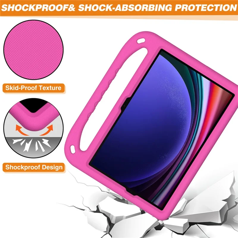 Handle EVA Case for Samsung Galaxy Tab S7 / S8 / S9 , Shockproof Kickstand Tablet Cover - Rose