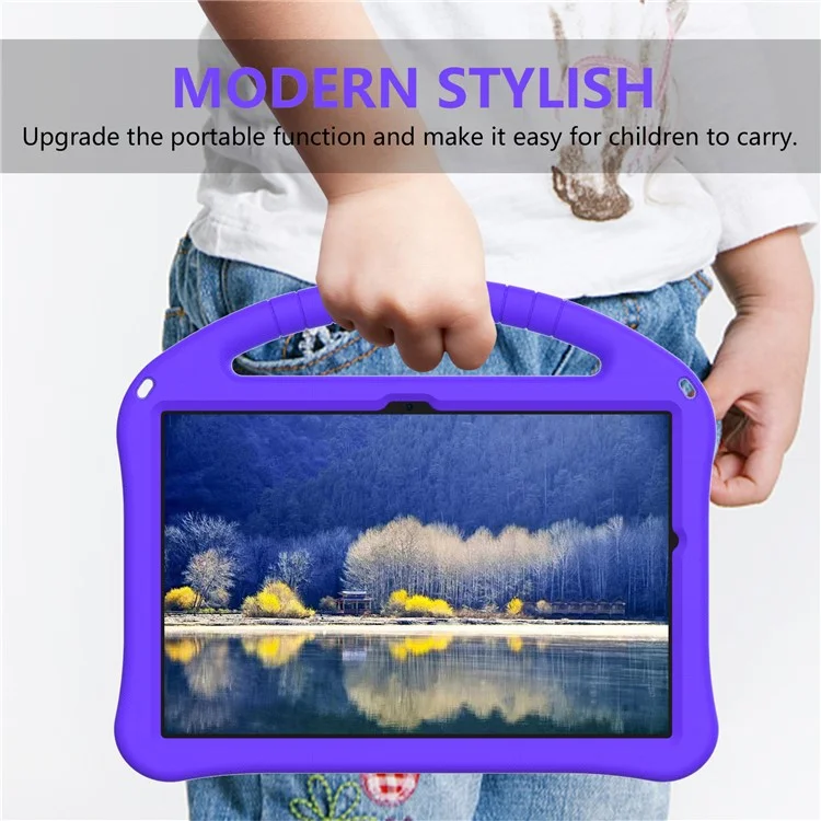 EVA Rugged Shockproof Cover for Samsung Galaxy Tab A9+ , Protective Handle Kickstand Tablet Case - Purple