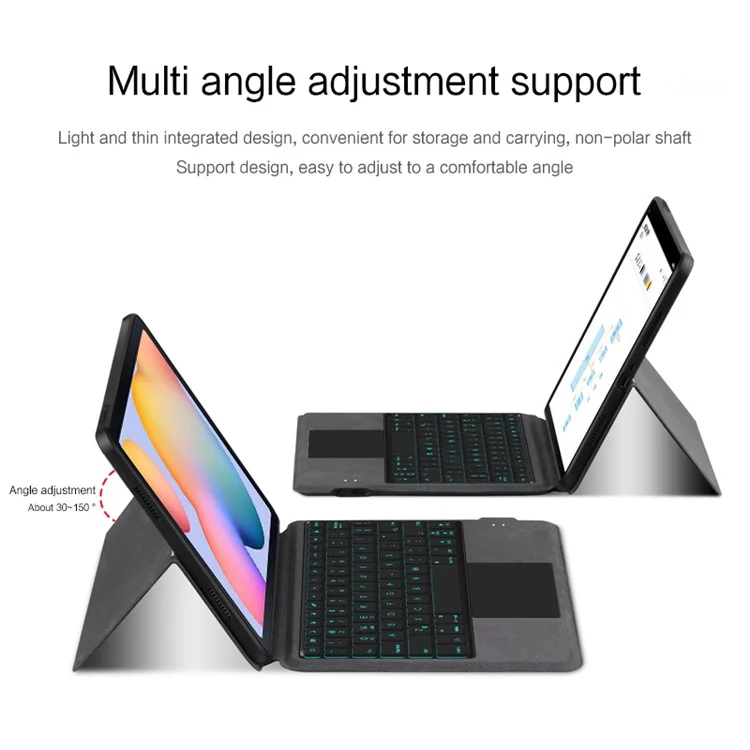 Per Samsung Galaxy Tab S6 Lite (2024) / S6 Lite (2022) / S6 Lite (2020) Custodia in pelle + Tastiera Bluetooth con touchpad e retroilluminazione