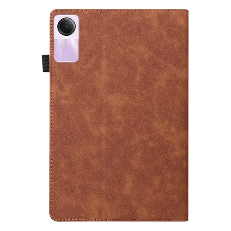 Pour Xiaomi Redmi Pad SE Étui en cuir PU Housse de protection complète pour tablette avec support portefeuille - Marron