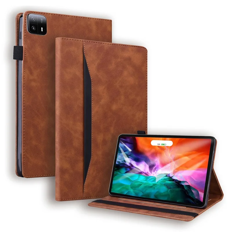 For Xiaomi Pad 6 Max 14 Wallet Tablet Case PU Leather Folding Stand Protective Tablet Cover - Brown