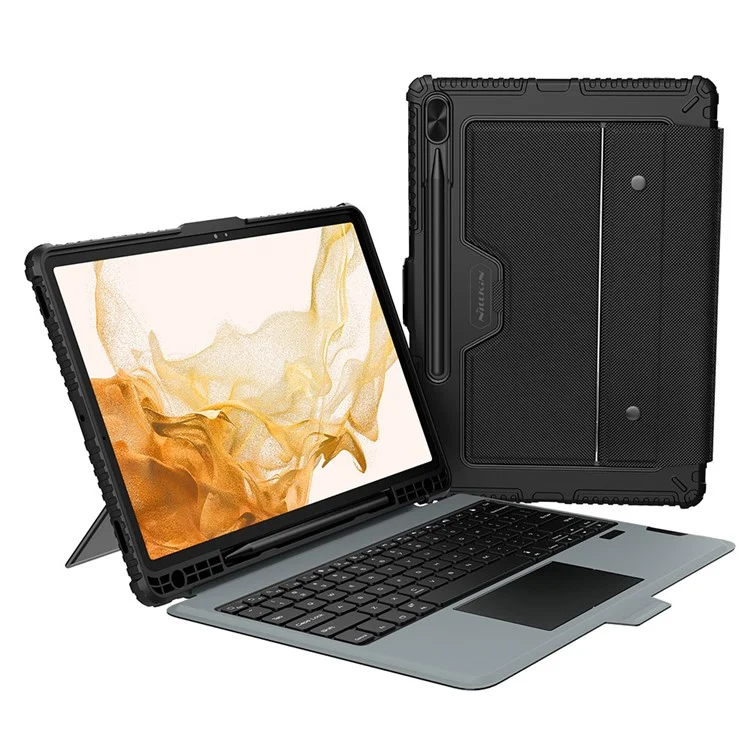 NILLKIN Bumper Backlit Bluetooth Keyboard Case para Samsung Galaxy Tab S7 FE / Tab S7+ / Tab S8+ Capa Protetora Destacável para Tablet