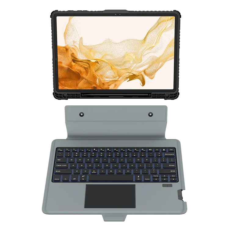 NILLKIN Bumper Backlit Bluetooth Keyboard Case para Samsung Galaxy Tab S7 FE / Tab S7+ / Tab S8+ Capa Protetora Destacável para Tablet