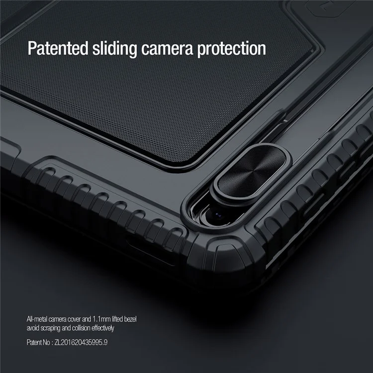 NILLKIN Bumper Backlit Bluetooth Keyboard Case para Samsung Galaxy Tab S7 FE / Tab S7+ / Tab S8+ Capa Protetora Destacável para Tablet