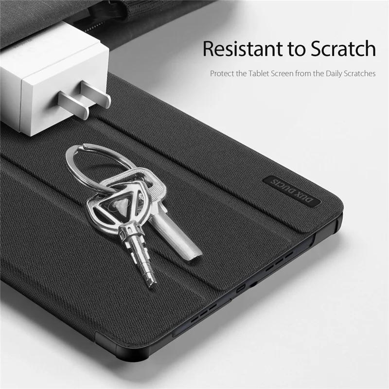 DUX DUCIS Domo Series for Realme Pad 2 PU Leather Tri-fold Stand Cover Auto Wake / Sleep Smart Tablet Case - Black