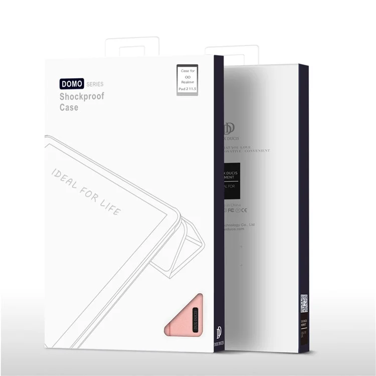 DUX DUCIS Domo Series for Realme Pad 2 PU Leather Tri-fold Stand Cover Auto Wake / Sleep Smart Tablet Case - Pink
