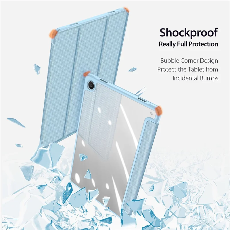DUX DUCIS TOBY-serie til Samsung Galaxy Tab A9+ trekantet standercover i PU-læder med automatisk tænd/sluk - Babyblå