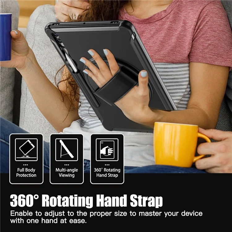 Für Samsung Galaxy Tab S9 FE+ / S7+ T970 / Tab S7 FE T730 / Tab S8+ X800 / Tab S9+ X810 Hülle Stifthalter PC+TPU Tablet Ständer Abdeckung - Schwarz